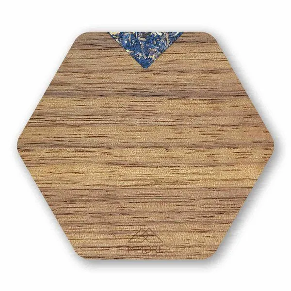 MMore MMore Untersetzer aus Holz - Amerikanischer Nussbaum, Eichenholz und organische Materialien / 4er-Set, Blaue kornblume, – Produktbild 1 von 5