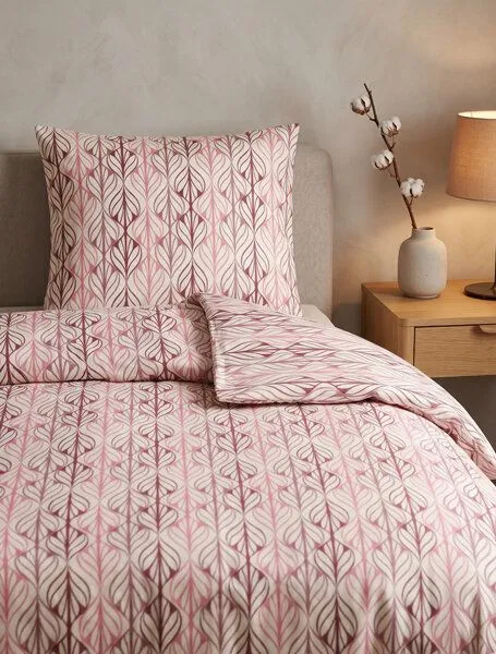 Nature by Adam Nature by Adam Bettwäsche 2tlg aus Leinen und Bio-Baumwolle - Made in Germany - Wave, Rot, – Produktbild 1 von 4