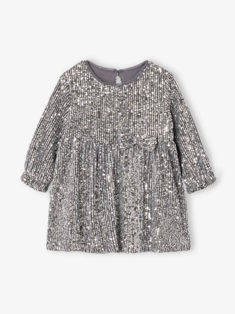 Vertbaudet Vertbaudet Festliches Baby Kleid mit Pailletten, Silber, – Produktbild 3 von 3