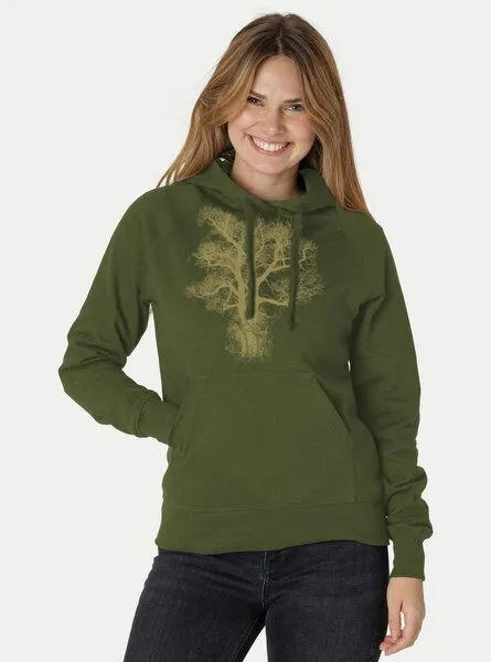 Peaces.bio - handbedruckte Biomode Peaces.bio - handbedruckte Biomode Bio-Damen-Kapuzensweater Chestnut, Waldgrün, – Produktbild 2 von 2