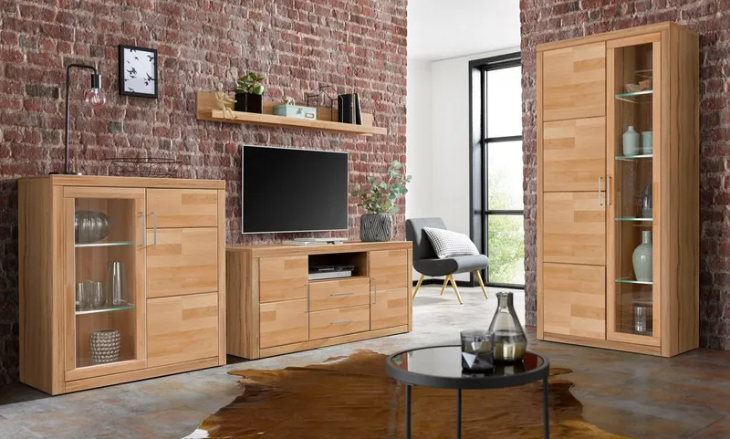 OTTO home Wohnwand Logo, (Set, 4-St), teilmassives Holz, Braun, – Produktbild 3 von 8