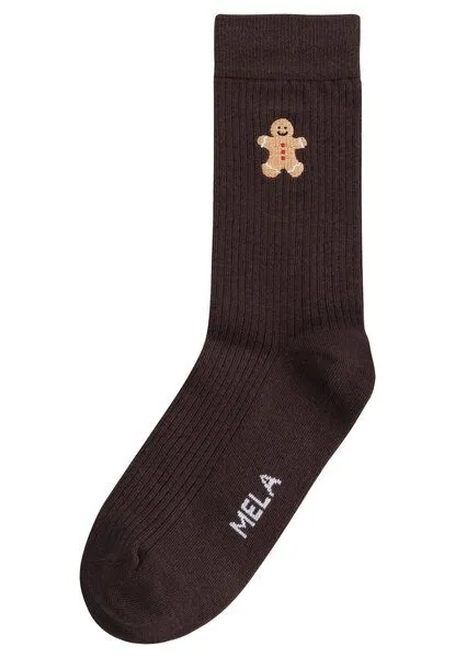 MELA MELA Gerippte Socken Stickerei Bundle, Ginger bread / mushroom, – Produktbild 3 von 4