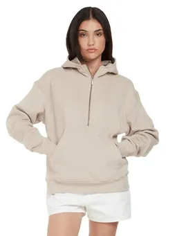 EarthPositive EarthPositive Damen Hoodie - Half Zip Suede - aus Bio-Baumwolle – Produktbild 1 von 1