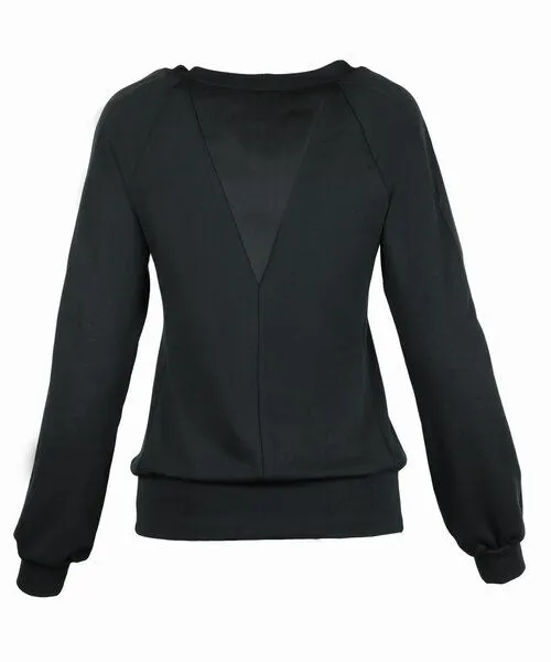LASALINA LASALINA Warmer Pullover mit dekorativem Einsatz, Schwarz, – Produktbild 3 von 4