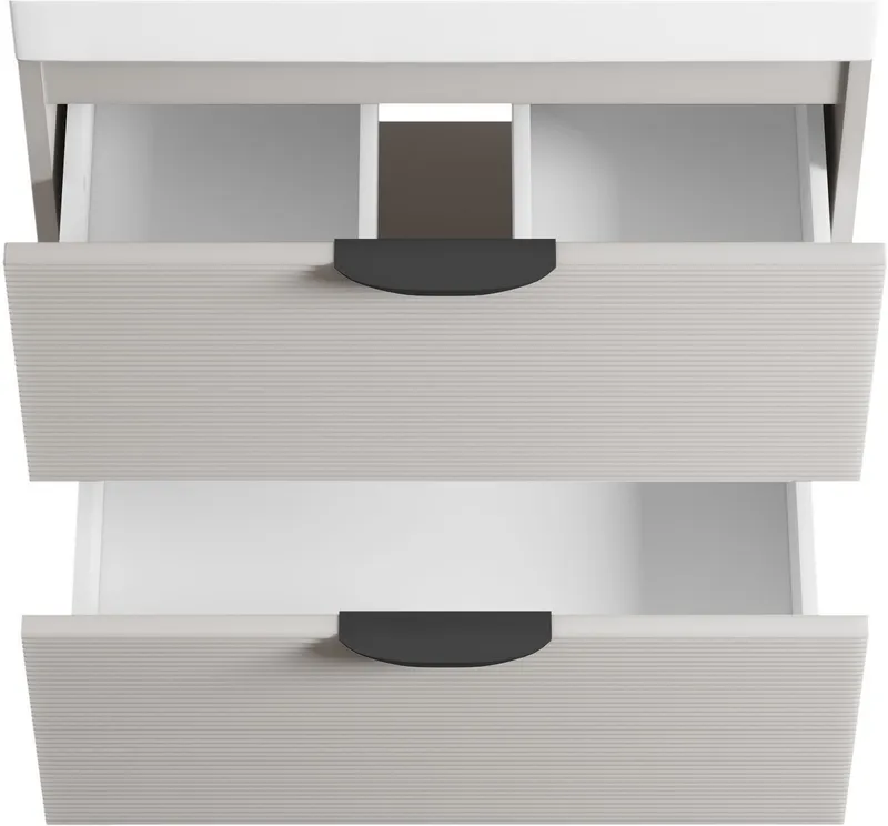 welltime Waschtisch FLOW STRIPE mit Waschbecken, Breite 60 oder 80cm, modernes Design, Schrank mit 2 Schubladen, Soft-Close-Function, in 2 Breiten erhältlich, Beige, – Produktbild 1 von 8