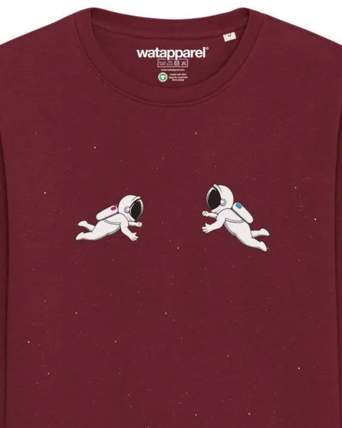 watapparel watapparel Sweatshirt Unisex Space love, Burgundy, – Produktbild 3 von 3