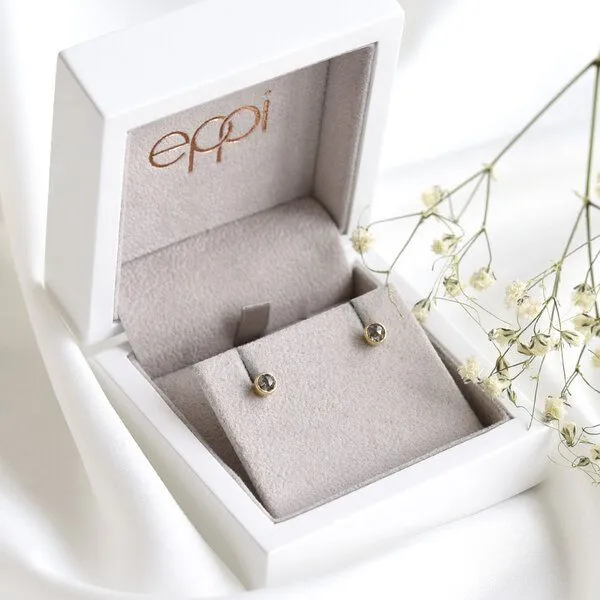 Eppi Eppi Goldene Ohrringe mit 0.52ct Salt'n'Pepper Diamanten Gledina, Rose, – Produktbild 4 von 4
