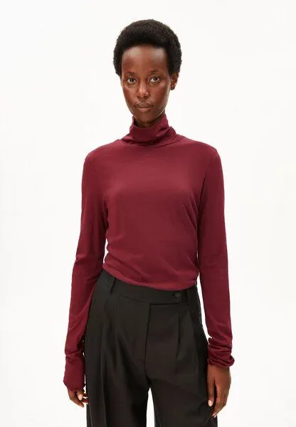 ARMEDANGELS ARMEDANGELS GRAZILIANAA SOFT Damen Longsleeve aus Bio-Baumwolle, Velvet red, – Produktbild 1 von 4