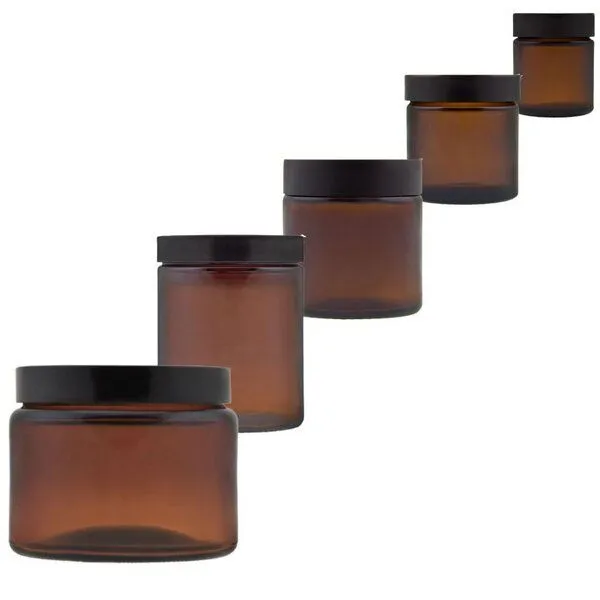 mikken mikken Tiegel 30 / 60 / 120 / 180 / 500 ml Braunglas Deckel Cremetiegel – Produktbild 3 von 3