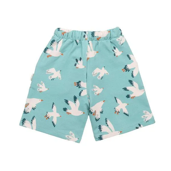Walkiddy Walkiddy Kinder Shorts GOTS-zertifiziert aus Bio-Baumwolle mint mit Möwen-Motiv, Blau, – Produktbild 3 von 3