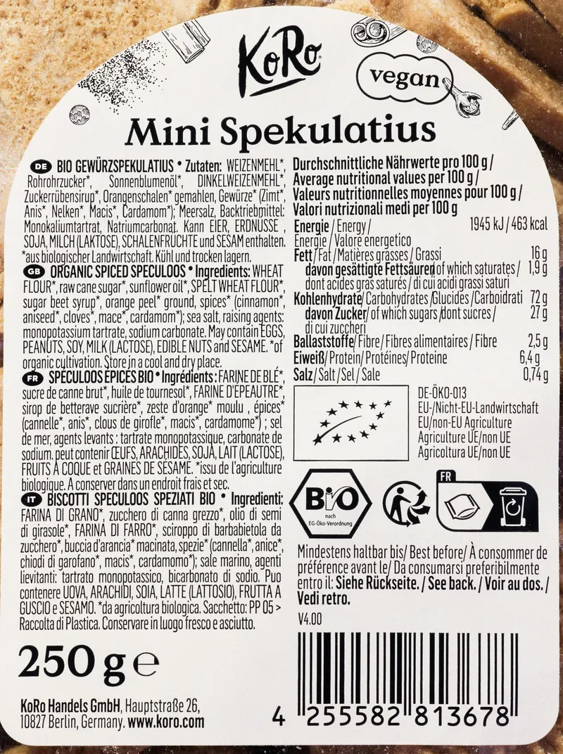 KoRo Bio Mini Spekulatius 250 g – Produktbild 5 von 5