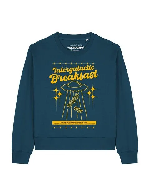 watapparel watapparel Sweatshirt Frauen Intergalactic Breakfast, Deep teal, – Produktbild 1 von 2