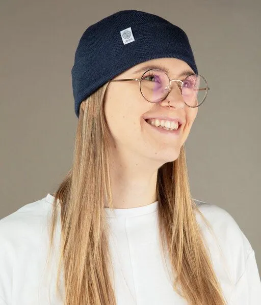 obumi obumi Beanie Feinstrick aus Bio Baumwolle, Blue melange, – Produktbild 5 von 7