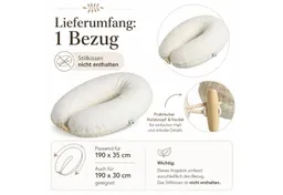 SEI Design Stillkissenbezüge Bezüg für Stillkissen Lagerungskissen Seitenschläferkissen 190x30 cm, XXL Stillkissenbezug aus Musselin und Teddyplüsch – Produktbild 1 von 1