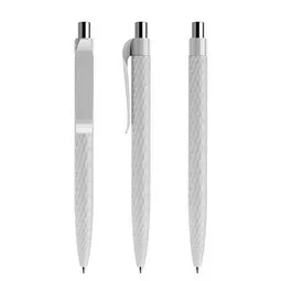prodir prodir® Kugelschreiber QS01 PMP Push, blaue Mine, zementgrau/silber poliert – Produktbild 1 von 1