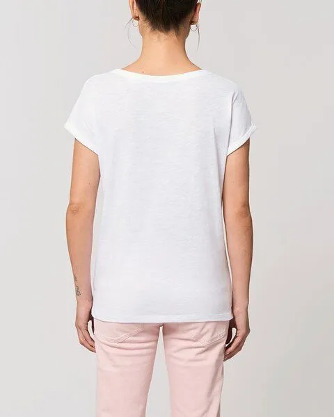 YTWOO YTWOO Leichtes Damen T-Shirt in Slub Optik mit gerollten Ärmeln, Weiß, – Produktbild 3 von 4