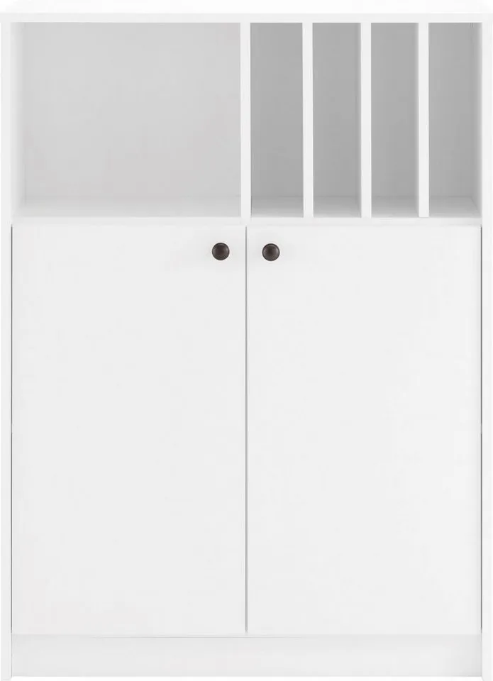 OTTO home Aktenschrank Licia viel Stauraum, 2 Türen und 5 offene Fächer, Weiß, – Produktbild 4 von 5