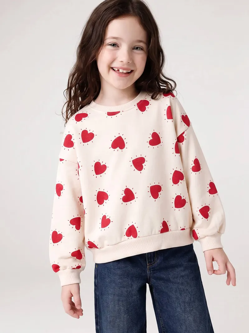 Vertbaudet Bedrucktes Sweatshirt Mädchen elfenbein, Elfenbein, – Produktbild 2 von 4