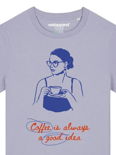 watapparel watapparel T-Shirt Frauen Coffee is a good idea, Lavender, – Produktbild 3 von 4