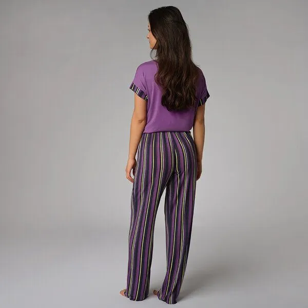 comazo comazo Lange Hose aus Mircromodal, Purple stripe, – Produktbild 2 von 4