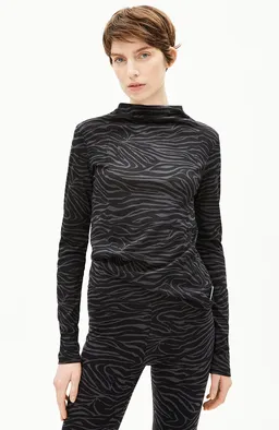 ARMEDANGELS ARMEDANGELS Damen vegan Longsleeve Calunaa Zebra Schwarz/Grau – Produktbild 1 von 1