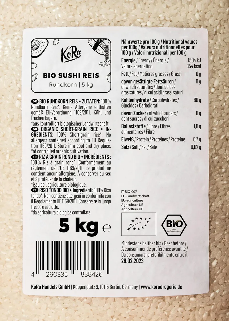 KoRo Bio Sushi Reis 5 kg – Produktbild 3 von 5
