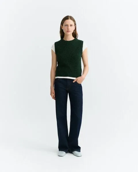 thinking mu thinking mu Damen Weste - Kaia Knitted Vest - aus Wolle, Grün (dark green), – Produktbild 3 von 3