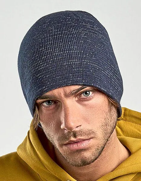 Atlantis Headwear Atlantis Headwear Shine Beanie recyceltes (rPet) Polyester mit Reflexfäden, Navy, – Produktbild 1 von 3