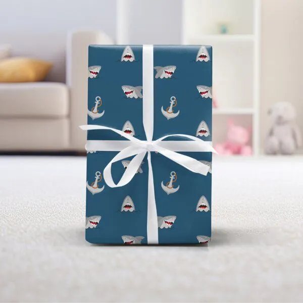 Fines Papeterie Fines Papeterie 3m Geschenkpapier Hai für Kinder auf Rolle 300x47 cm – Produktbild 1 von 2