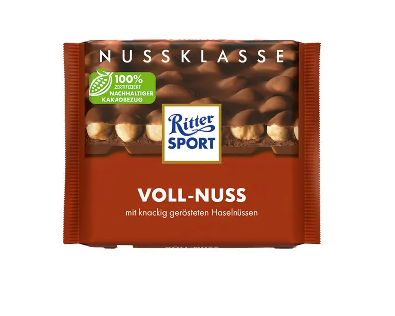 Ritter Sport Ritter Sport Schokolade, Ritter Sport Nuss Klasse Voll Nuss mit ganzen Haselnüssen 100g – Produktbild 1 von 3