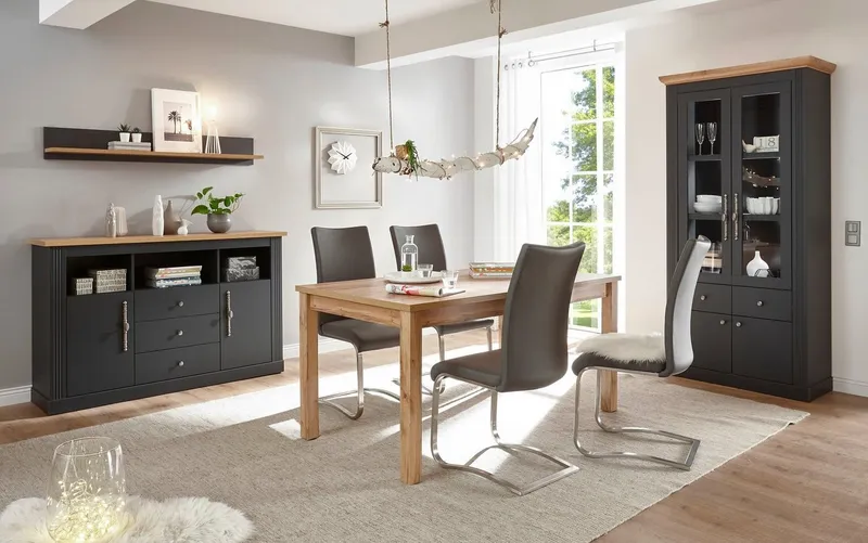 OTTO home Wandregal Westminster, Wandboard im Landhausstil, Hängeregal, Wandhalter, mit Ablagefach, vielseitig einsetzbar, 138 cm breit, Grau, – Produktbild 5 von 5
