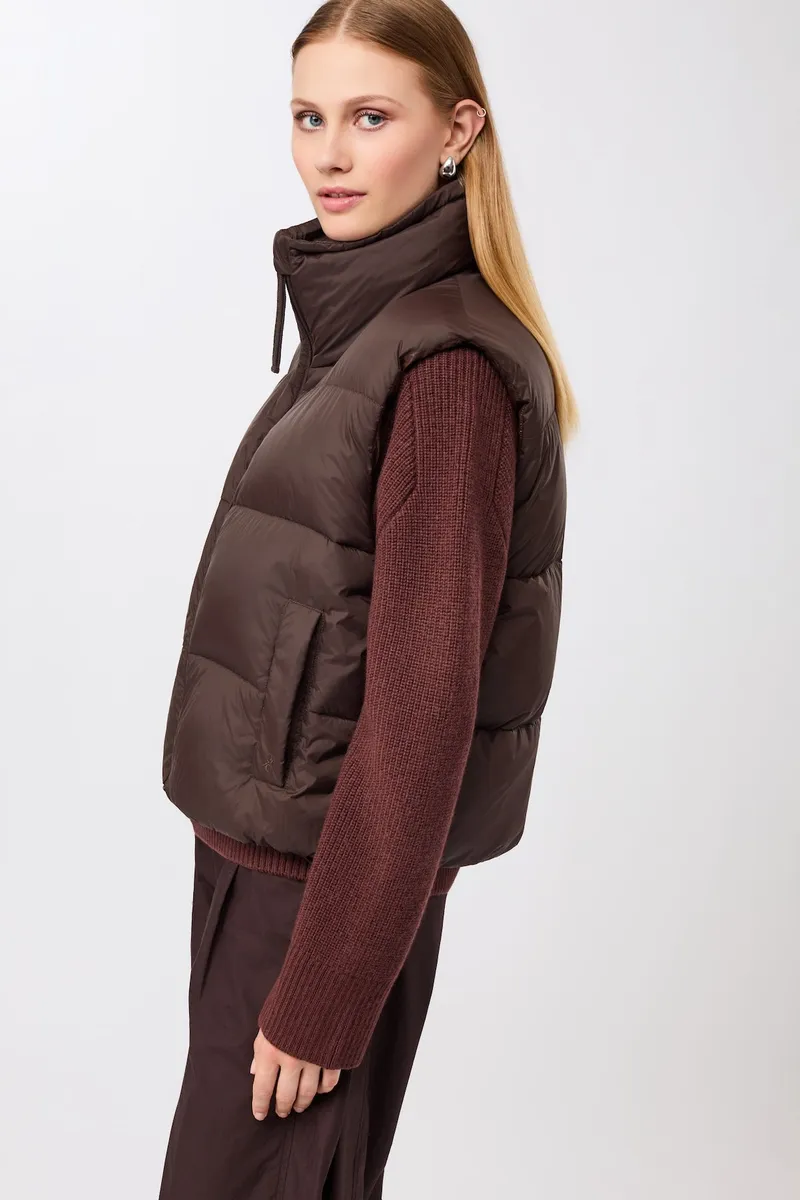 LangerChen LangerChen Damen vegan Weste Quilted Padded Coffee, Braun, – Produktbild 2 von 2