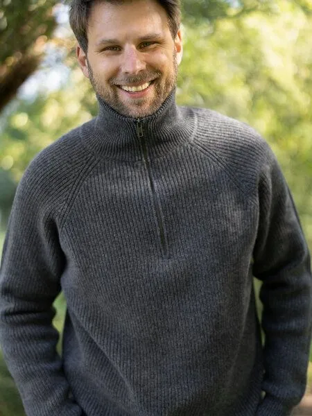 FUXBAU FUXBAU Männer Merino Troyer, Anthrazit, – Produktbild 2 von 4
