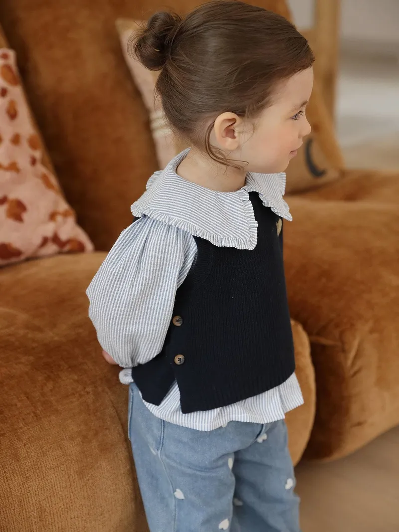 Vertbaudet Baby Pullunder mit Herz-Stickerei, Marine, – Produktbild 2 von 4