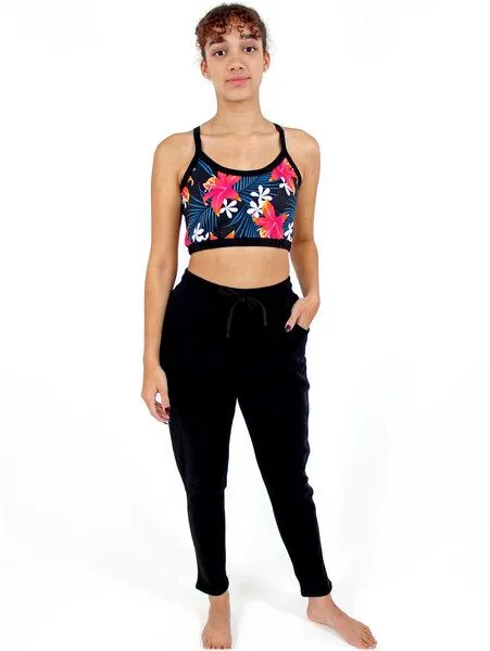 BAGHI BAGHI Yoga Bustier tropical print GOTS organic, Black-petrol, – Produktbild 3 von 4