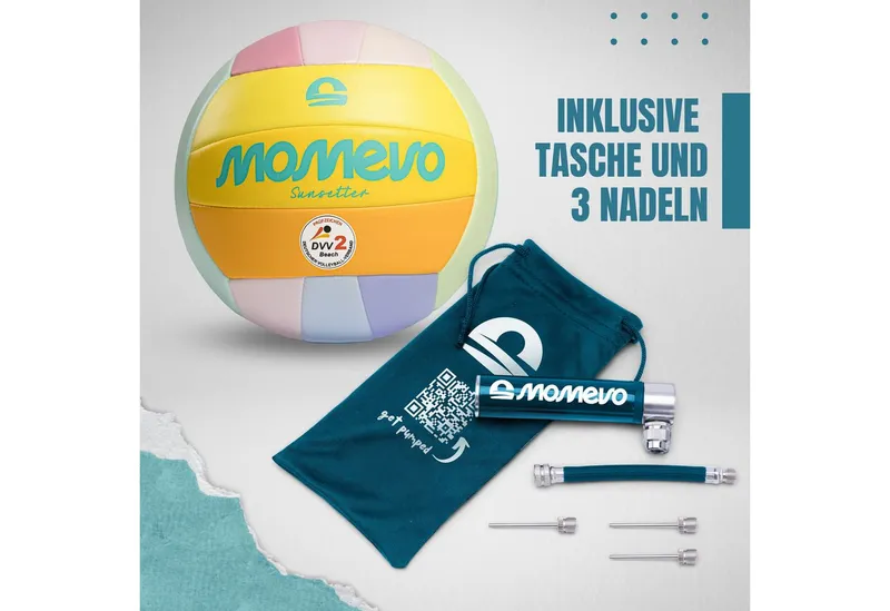 Momevo Beachvolleyball Offizieller Beachvolleyball - DVV zertifiziert, weich und robust, tolle Geschenkidee, Bunt, – Produktbild 3 von 5