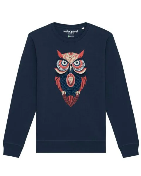 watapparel watapparel Sweatshirt Unisex Colorful Owl, French navy, – Produktbild 1 von 4