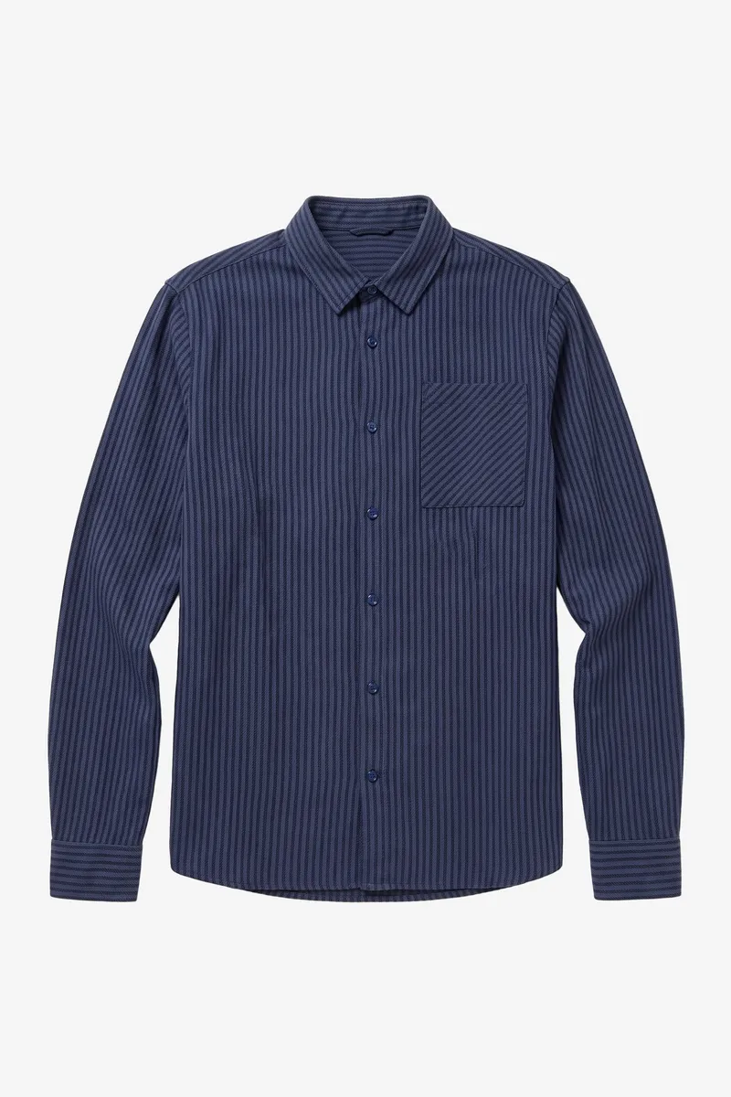 KnowledgeCotton Apparel KnowledgeCotton Apparel Herren vegan Hemd Dune Regular Stripe Mehrfarbig Kariert, Blau, – Produktbild 1 von 2