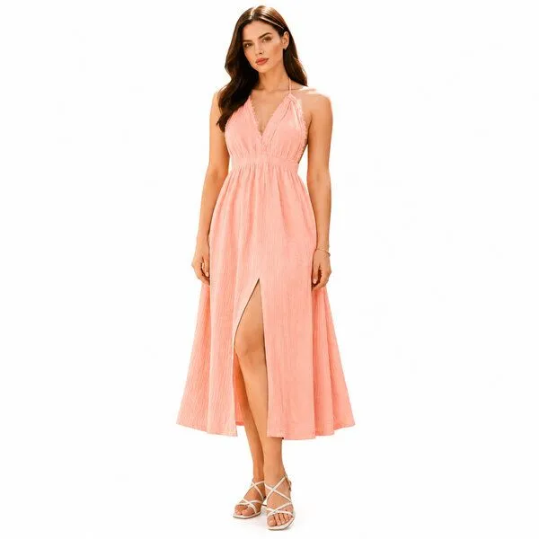 Bruno Barella Bruno Barella Musselin Maxikleid aus 100 % Bio-Baumwolle, Soft peach, – Produktbild 1 von 1