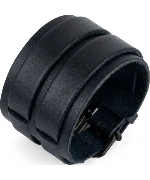 Simaru Simaru Breites Schnallenarmband Leder, Schwarz, – Produktbild 1 von 3