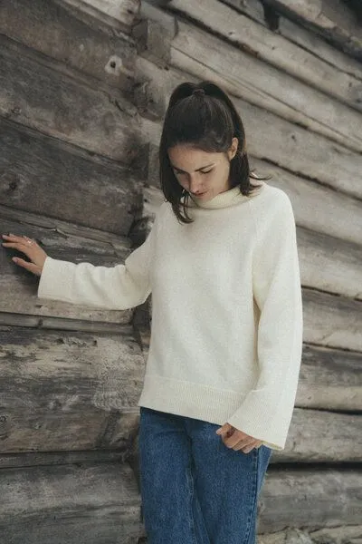 Kopyto Kopyto BARIBAL - Damen Oversize Boxy Stickpullover aus Merino-wolle RWS- zertifiziert, Creme, – Produktbild 4 von 4