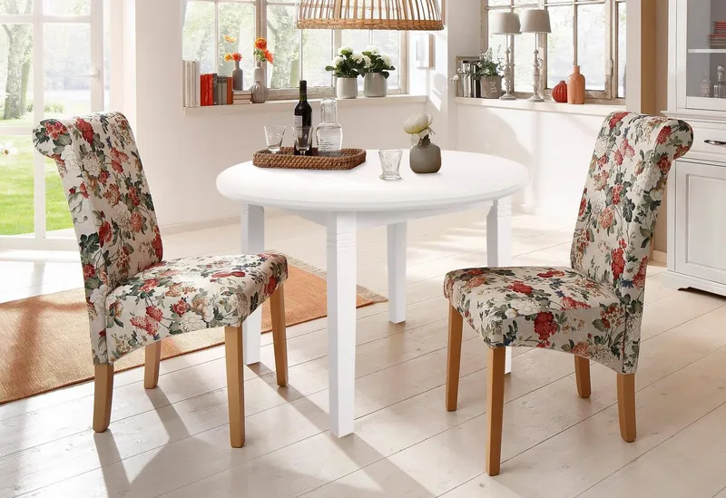 OTTO home Esstisch Danuta, Tisch, Speisetisch, aus massiver Kiefer, runde Ausführung, Weiß, – Produktbild 2 von 5