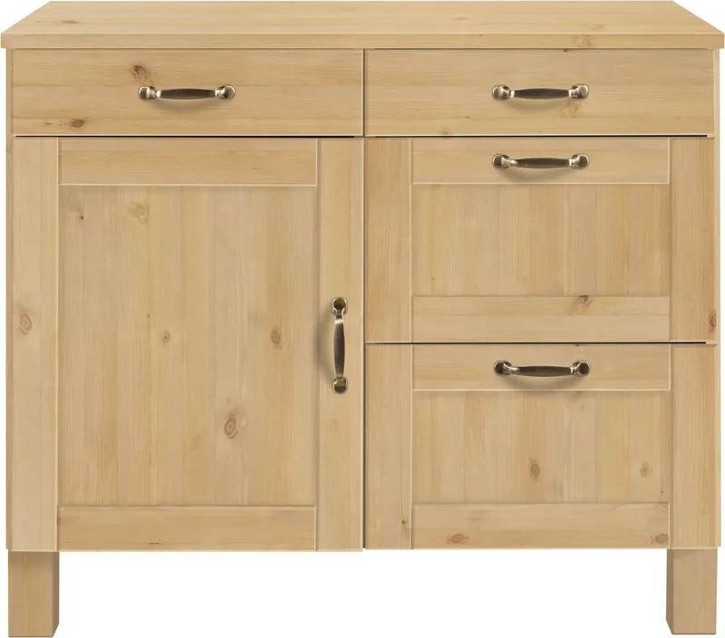 Home affaire Unterschrank Alby Breite 100 cm, 1 Tür, 4 Schubladen, Beige, – Produktbild 1 von 5