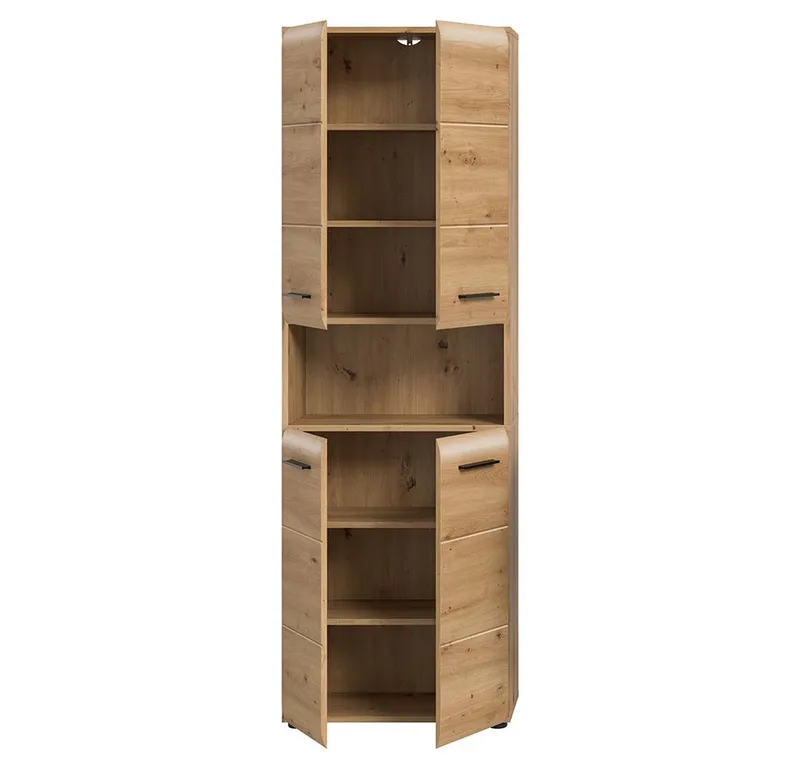 Lomadox Hochschrank IGGESUND-158 60 cm breit in Eiche, Braun, – Produktbild 2 von 4