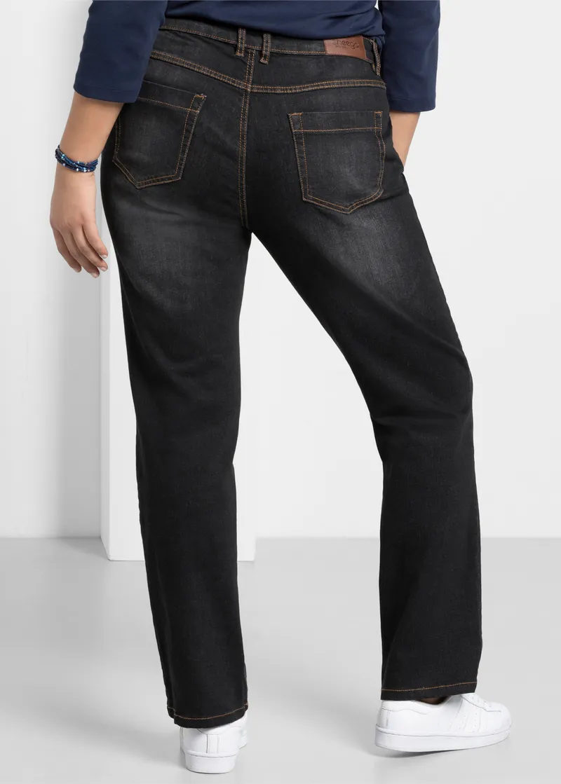 sheego Gerade Jeans black denim, Black denim, – Produktbild 2 von 3