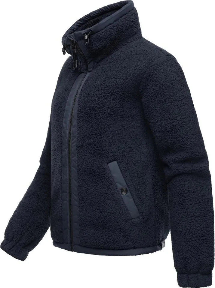 ragwear ragwear Plüschjacke Nordicka Sportliche Kapuzenjacke mit Kunstleder-Elementen, Blau, – Produktbild 3 von 4