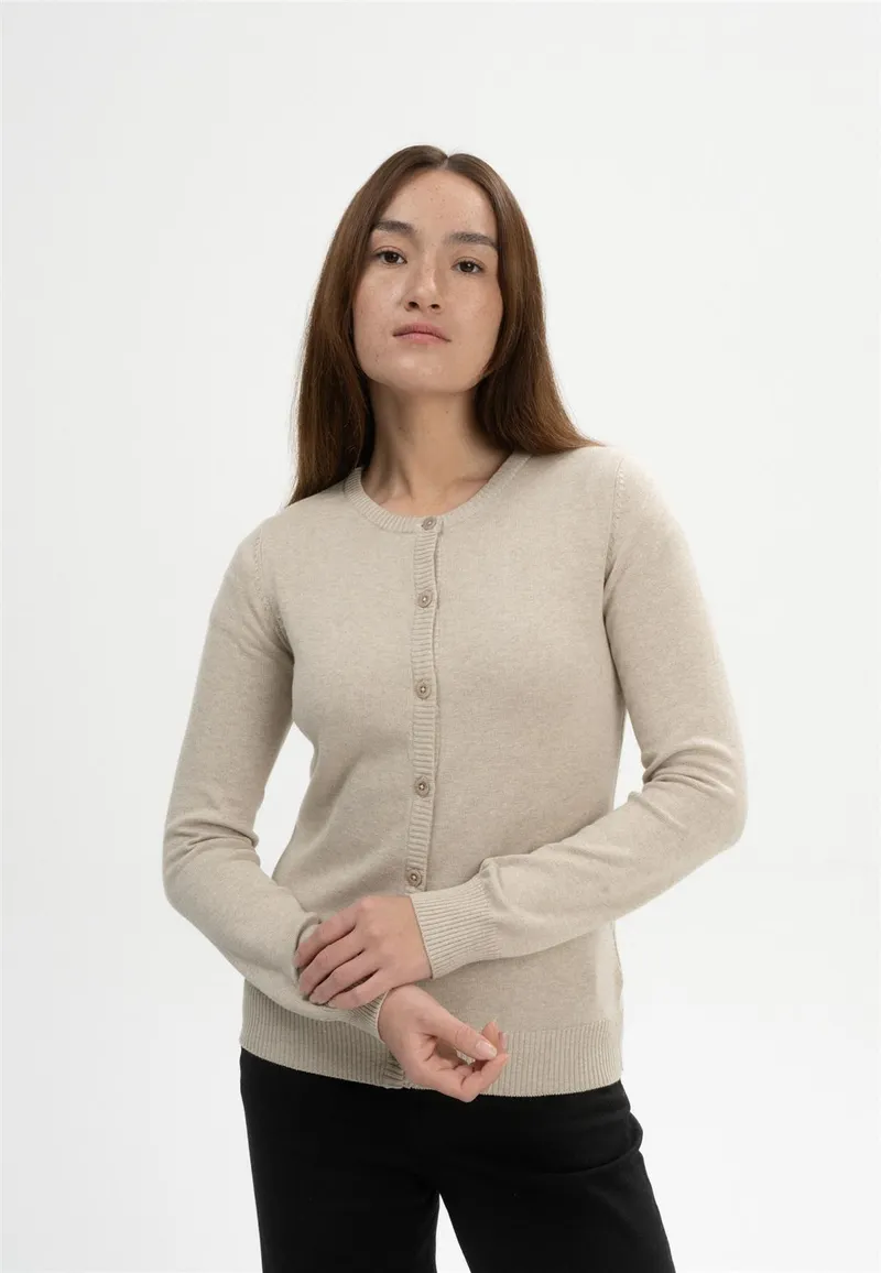 MELA Feinstrick Cardigan Modell: Nameen, Kiesel melange, – Produktbild 1 von 5