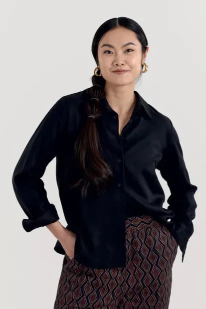 KOMODO KOMODO Damen vegan Bluse Kenji Schwarz, Schwarz, – Produktbild 2 von 2