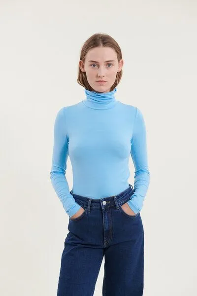 Basic Apparel Basic Apparel Rollkragenshirt - Joline T-Neck - aus Tencel, Blau (alaskan-blue), – Produktbild 1 von 4