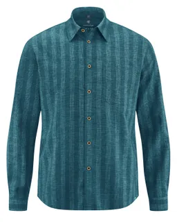 HempAge HempAge Herren vegan Hemd Striped Casual Petrol – Produktbild 1 von 1